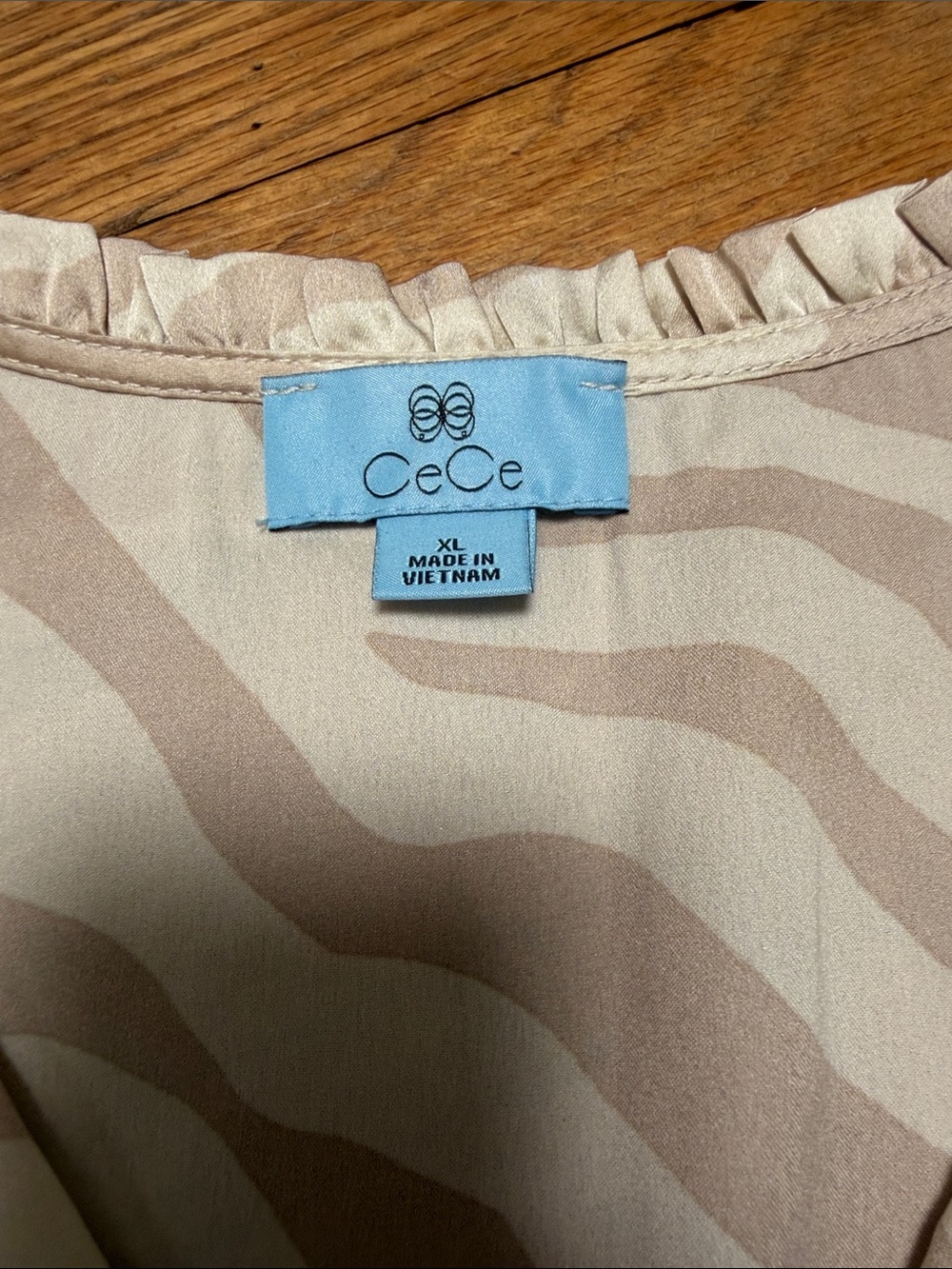 Beige Cream Zebra-Print Sleeveless Tie-Neck Camisole - Picture 3 of 4